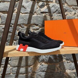 Hermès Black Suede Mesh Bouncing Sneakers
